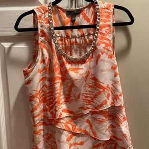 Coral and white layered top